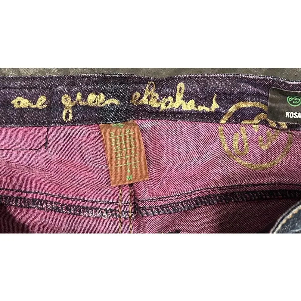 One Green Elephant Kosai Slim Jeans Women's Medium 30x32 Distressed Whiskering